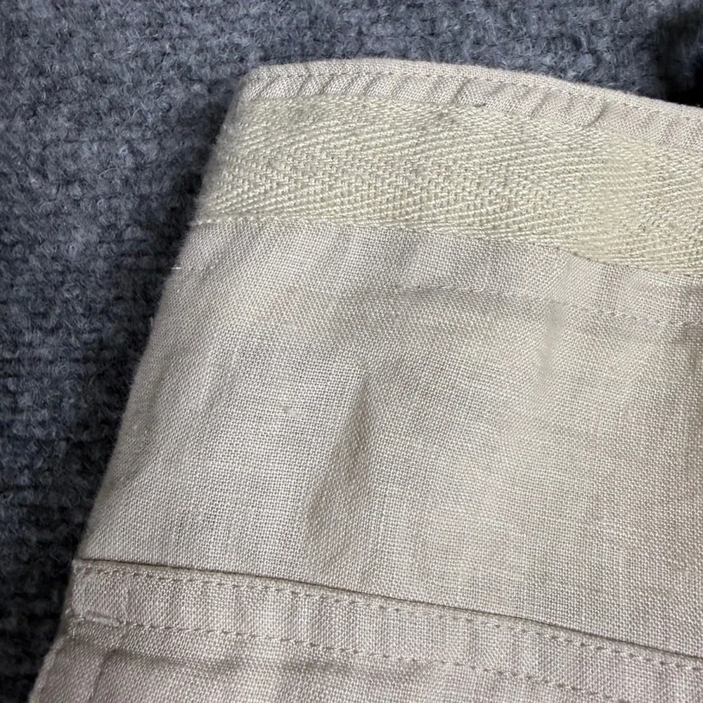 Perry Ellis Linen Drawstring Pants Men's 36x30 Beige 100% Linen Relaxed Fit
